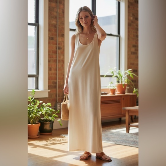 Zara Dresses & Skirts - Zara 100% Cotton Ivory Midi Dress